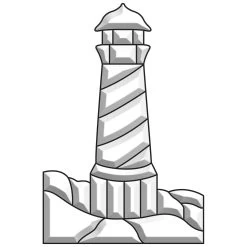 Lighthouse With Rocks Bevel Cluster