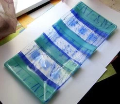 Bullseye Neo-Lavender, Purple And Cobalt Blue On Clear Mardi Gras - 90 COE -Stained Glass Deals Store 187591 60