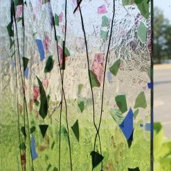 Bullseye Blue, Green, Aqua And Pink On Clear Fracture-Streamer - 90 COE -Stained Glass Deals Store 192780 20