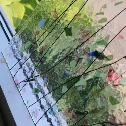 Bullseye Blue, Green, Aqua And Pink On Clear Fracture-Streamer - 90 COE -Stained Glass Deals Store 192780 30