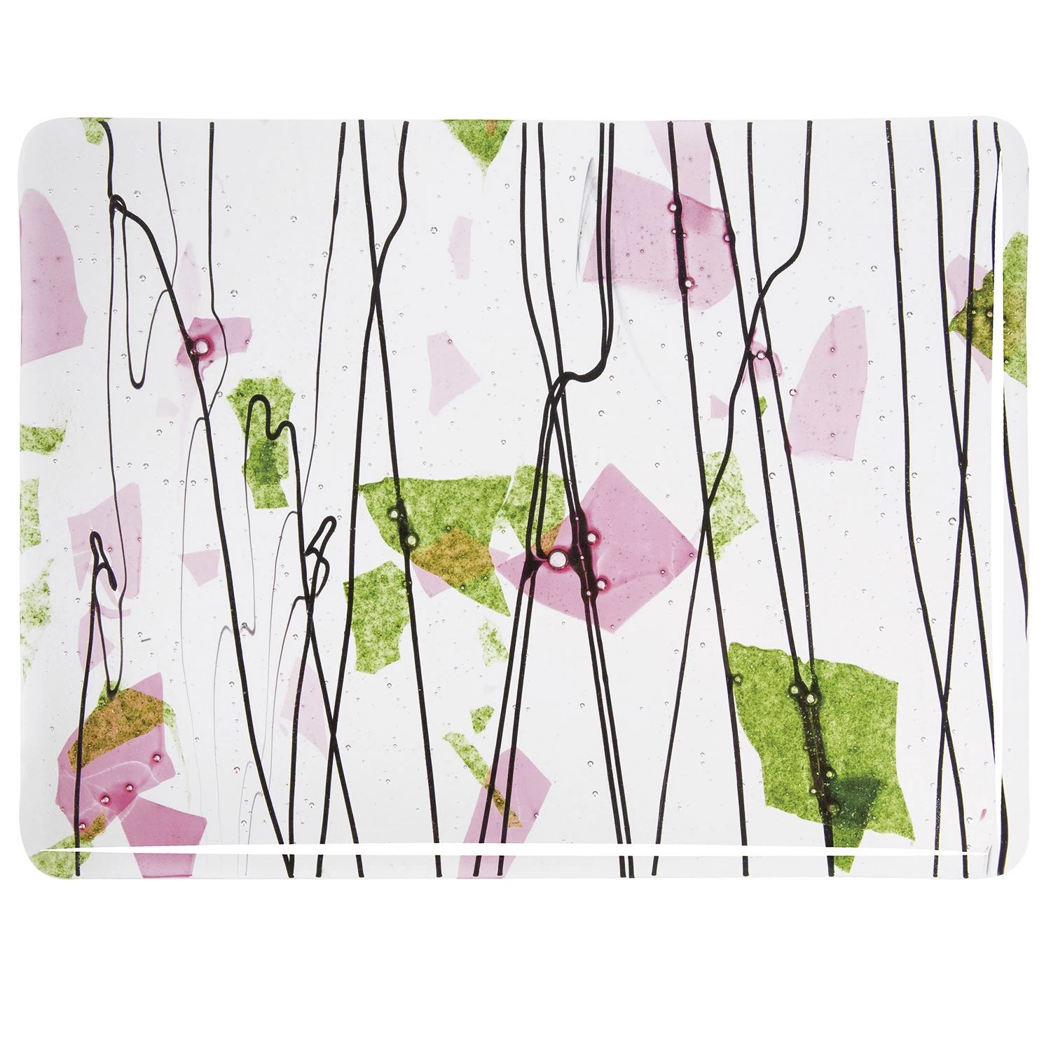 Bullseye Spring Green, Deep Pink And Black On Clear Fracture-Streamer - 90 COE 6 Bullseye Spring Green, Deep Pink And Black On Clear Fracture-Streamer - 90 COE - Image 6