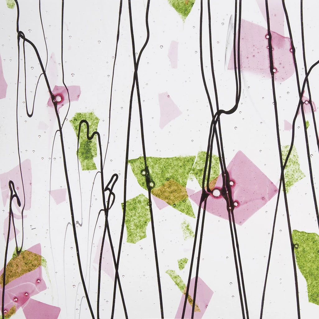 Bullseye Spring Green, Deep Pink And Black On Clear Fracture-Streamer - 90 COE 7 Bullseye Spring Green, Deep Pink And Black On Clear Fracture-Streamer - 90 COE - Image 7