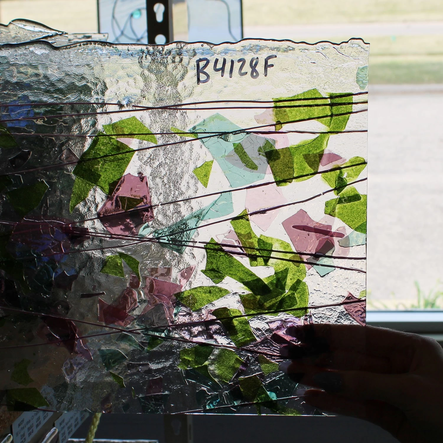 Bullseye Pink, Plum, Aqua And Green And Pink On Clear Fracture-Streamer - 90 COE 5 Bullseye Pink, Plum, Aqua And Green And Pink On Clear Fracture-Streamer - 90 COE - Image 5