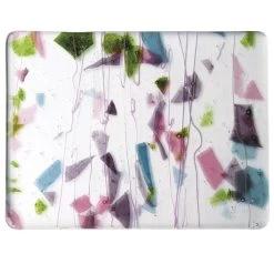 Bullseye Pink, Plum, Aqua And Green And Pink On Clear Fracture-Streamer - 90 COE 12 Bullseye Pink, Plum, Aqua And Green And Pink On Clear Fracture-Streamer - 90 COE -Stained Glass Deals Store 192839 50