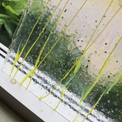 Bullseye Dark Green, Spring Green And Yellow On Clear Mardi Gras - 90 COE -Stained Glass Deals Store 192849 30