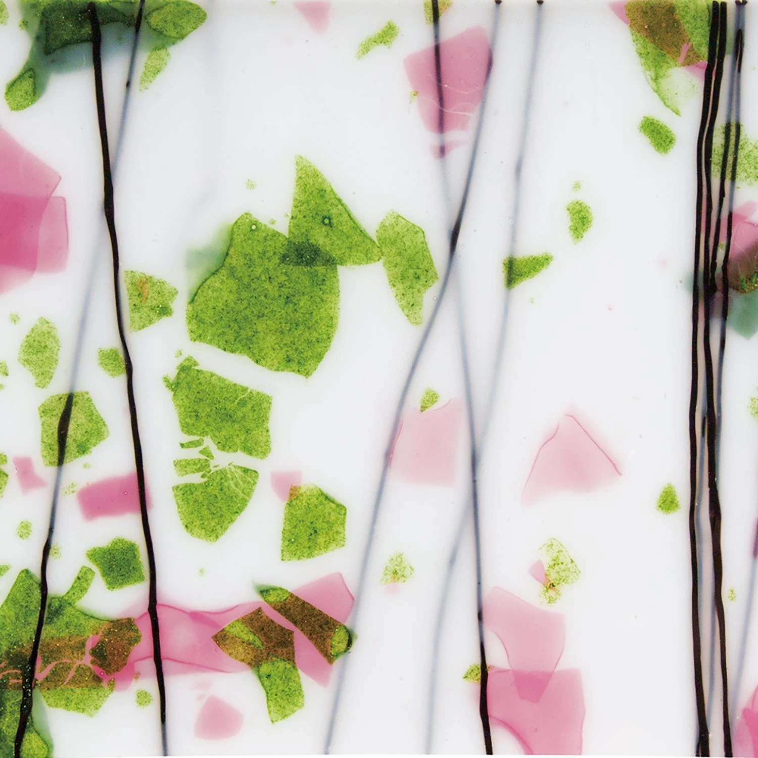 Bullseye Spring Green, Deep Pink And Black On White Fracture-Streamer - 90 COE 8 Bullseye Spring Green, Deep Pink And Black On White Fracture-Streamer - 90 COE - Image 8