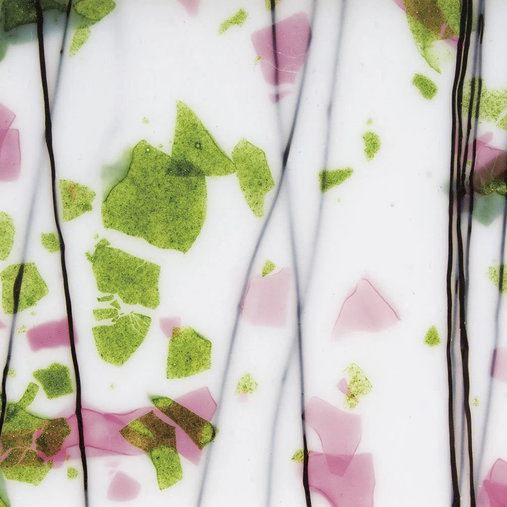 Bullseye Spring Green, Deep Pink And Black On White Fracture-Streamer - 90 COE 10 Bullseye Spring Green, Deep Pink And Black On White Fracture-Streamer - 90 COE - Image 10