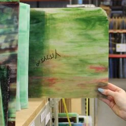 Youghiogheny Ice White Pink, Green And Silver Yellow Stipple -Stained Glass Deals Store 195926 40