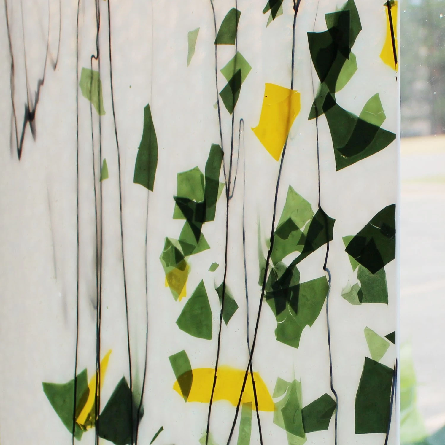 Bullseye Green And Yellow With Black On White Fracture-Streamer - 90 COE 3 Bullseye Green And Yellow With Black On White Fracture-Streamer - 90 COE - Image 3