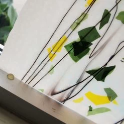 Bullseye Green And Yellow With Black On White Fracture-Streamer - 90 COE 10 Bullseye Green And Yellow With Black On White Fracture-Streamer - 90 COE -Stained Glass Deals Store 198530 30