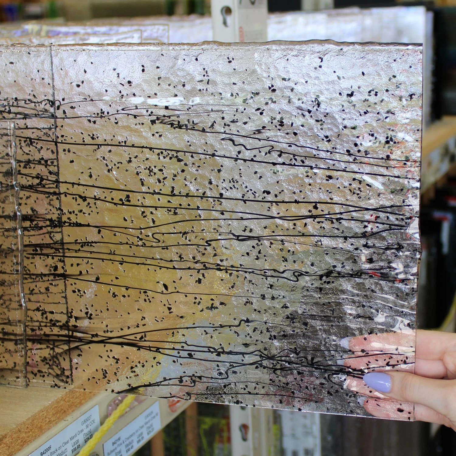 Bullseye Black On Clear Mardi Gras - 90 COE 5 Bullseye Black On Clear Mardi Gras - 90 COE - Image 5