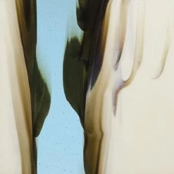 Bullseye French Vanilla With Light Turquoise Blue Cascade Double Rolled - 90 COE