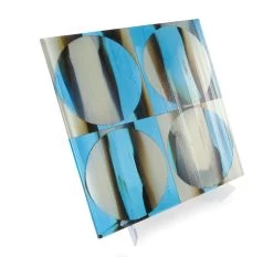 Bullseye French Vanilla With Light Turquoise Blue Cascade Double Rolled - 90 COE -Stained Glass Deals Store 214647 40