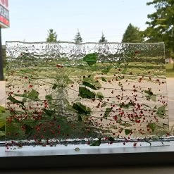 Bullseye Fracture Streamers Holly Berry On Clear - 90 COE -Stained Glass Deals Store 227805 30