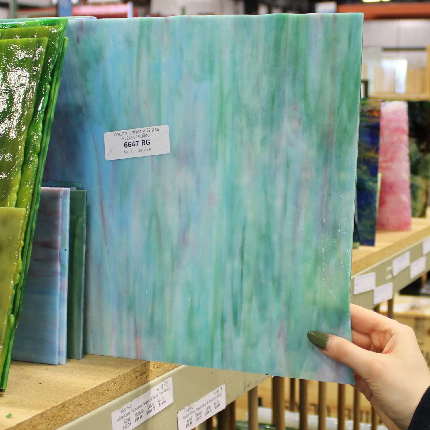 Youghiogheny White Opal, Turquoise, Green And Gold Pink Reproduction 5 Youghiogheny White Opal, Turquoise, Green And Gold Pink Reproduction - Image 5