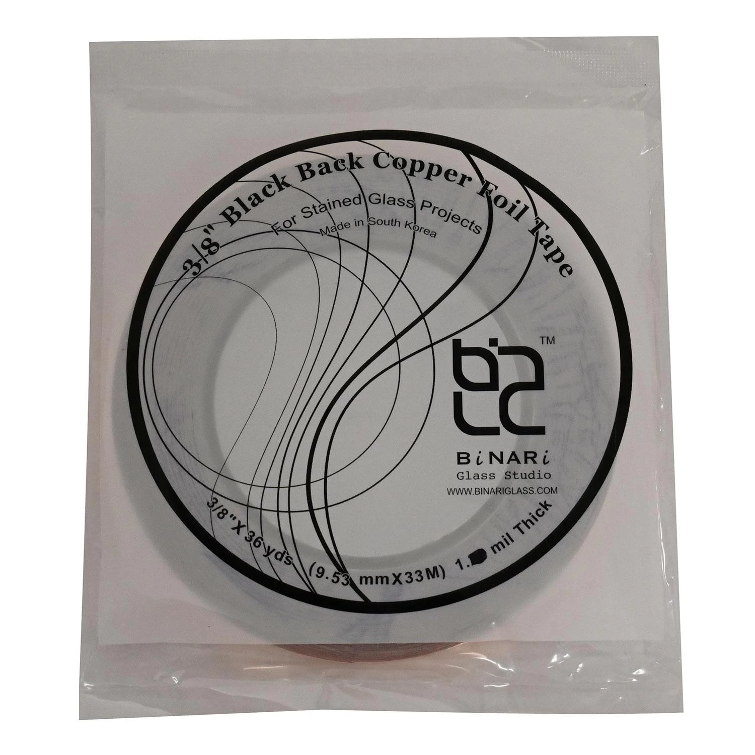 3/8" BiNARi Black Backed Copper Foil - 1.0 Mil 1 3/8" BiNARi Black Backed Copper Foil - 1.0 Mil